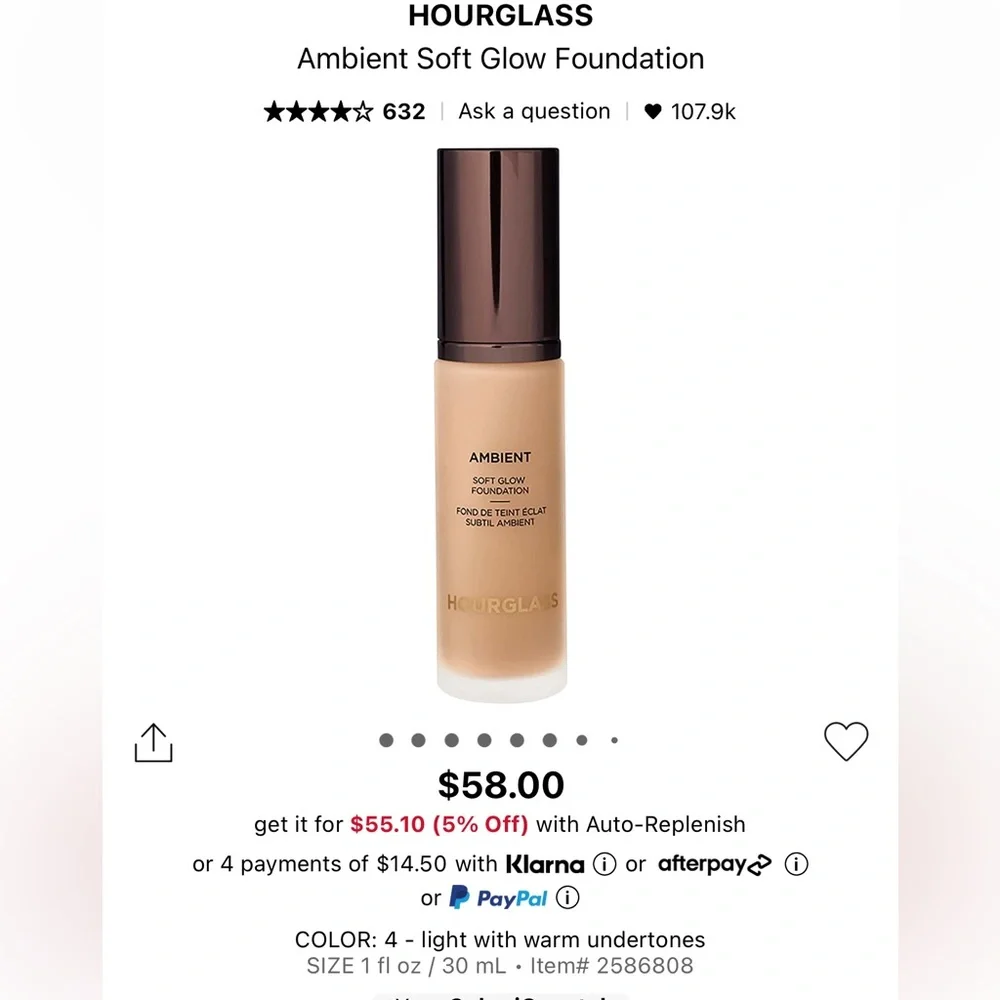 (New) Hourglass Ambient Soft Glow Foundation (Shade-4)